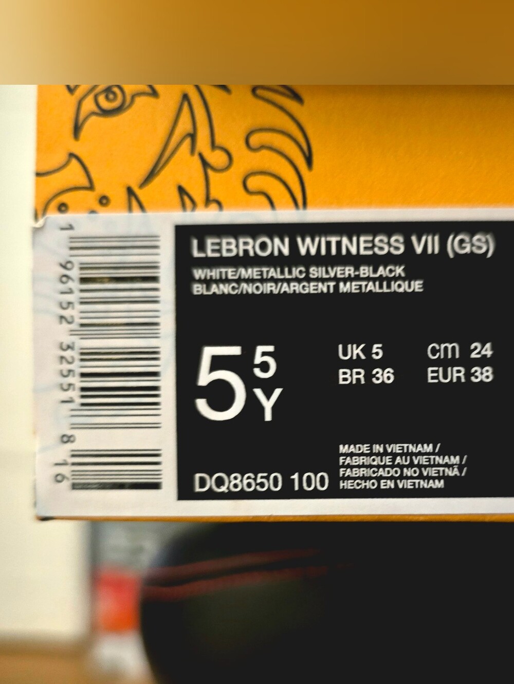 Grade School) Size - Nike LeBron Witness 7 Mid White Black - Picture 8 of 10